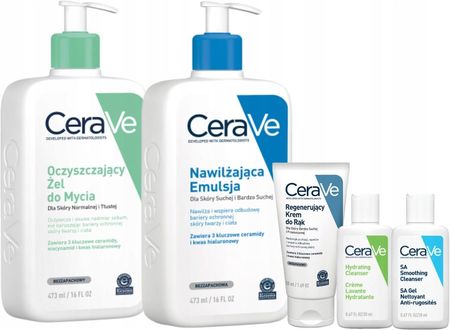 CeraVe Limitowany Zestaw Żel 473ml, Emulsja 473ml, Krem do Rąk