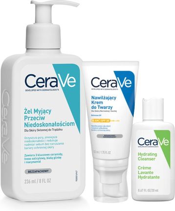 Zestaw CeraVe Żel Myjący Przeciw Niedoskonałościom 236ml, Krem Spf 30 52ml