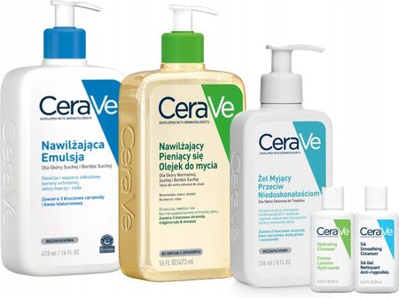 Zestaw CeraVe Emulsja 473ml, Olejek 473ml, Żel Przeciw Niedoskonałościom