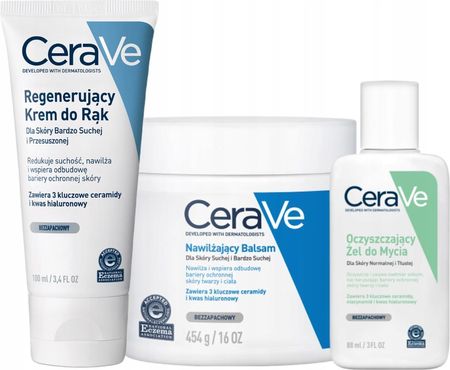 CeraVe Nawilżający Balsam 454g, Krem do Rąk Regenerujący 100ml