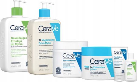 CeraVe Wygładzający Żel 473ml, Balsam x2, Emulsja do Mycia 473ml