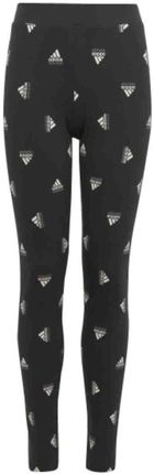 Adidas Legginsy dla dzieci adidas Brand Love Print czarno-białe IB8916