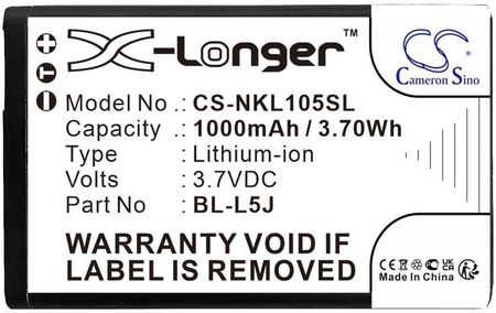 Cameron Sino Nokia 105 2023/BL-L5J 1000mAh 3.70Wh Li-Ion 3.7V (CSNKL105SL)