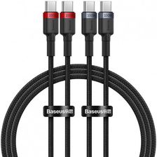 Kabel przewód USB Typ-C do Typ-C 100cm Baseus Cafule Quick Charge 3.0, 100W, 5A, PD 2.0 z obsługą szybkiego ładowania - czarno-szaro-czerwony 2 szt (
