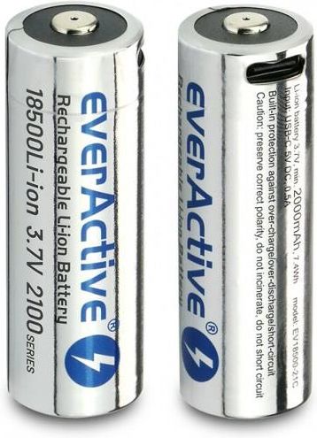 Akumulator everActive 18500 3,7V Li-ion 2100mAh USB-C z zabezpieczeniem ...
