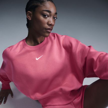 Damska bluza dresowa z półokrągłym dekoltem o dodatkowo powiększonym kroju Nike Sportswear Phoenix Fleece - Różowy