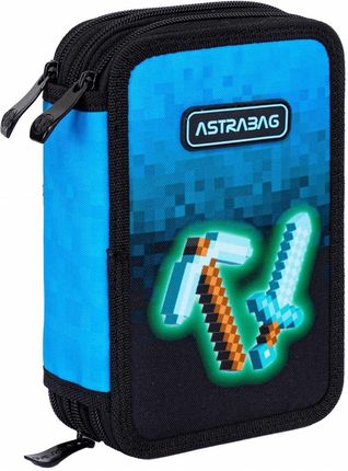 Astra Papiernicze Piórnik Jumbo Potrójny Z Wyposażeniem Blue Pixel