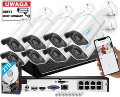 Duży zestaw do Monitoringu Domu 8x Kamera zewnętrzna IP Reolink RLC-810A 8Mpx 4K Inteligentna Detekcja MicroSD POE Obraz 4K, Wykrywanie ludzi, Wykrywa