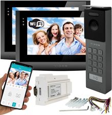 Wideodomofon 2IP 2 żyłowy Vidos z dwoma monitorami M200B-X + stacja S202 Android Podczerwień MicroSD System 2-żyłowy, Furtka/brama, 2 Monitory WiFi, S
