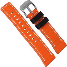 Vostok Europe Pasek do zegarka 24 mm Pasek Systema - Skóra (A723) pomarańczowy z białym przeszyciem i srebrną klamrą