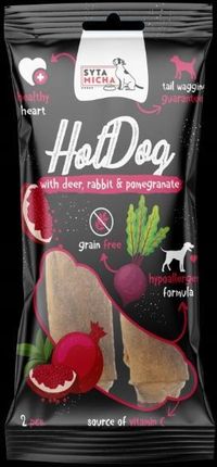Syta Micha Hot Dog Gryzak Dla Psa Królik Z Granatem W Skórze Jelenia 2szt.