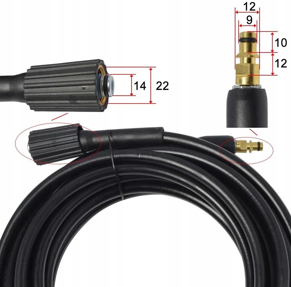 Tuyau Haute Pression KÄRCHER Quick Connect – M22 IG, Embout 10mm, Pour K2 à K7, Long Choix