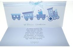 Zdjęcie Produkt z Outletu: KARTKA KARNET W DNIU URODZIN POCIĄG DZIECIĘCY Z ŻYCZENIAMI Książki , zabawki - Krzywiń