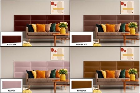 Smartlife Panel Tapicerowany Prostokąt Welur Bordowy 100x20cm - zdjęcie 5
