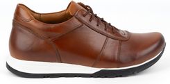 Buty męskie podwyższające sznurowane skórzane SPORT STYLE 408KZ + 3 cm brązowe