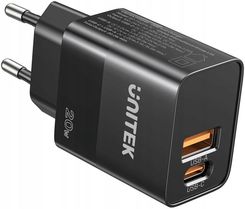 Ładowarka sieciowa, 1x USB-A, 1x USB-C, QC, 20W Unitek - czarna (P1124ABK01-EU)