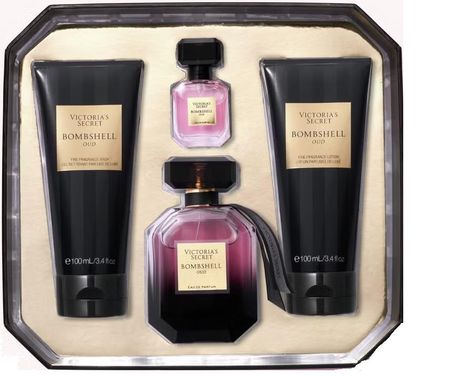 VICTORIA'S SECRET BOMBSHELL OUD BALSAM DO CIAŁA - 100ML + ŻEL DO CIAŁA - 100ML + MINIATURKA - 7,5ML + WODA PERFUMOWANA - 50ML