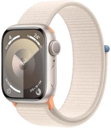 Apple Watch Series 9 GPS Koperta 41mm z aluminium w kolorze księżycowej poświaty z paskiem sportowym w kolorze księżycowej poświaty (MR8V3QRA)