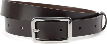 Damski pasek skórzany D119.25 w ciemnobrązowym kolorze z niklowaną klamrą – szerokość 25 mm