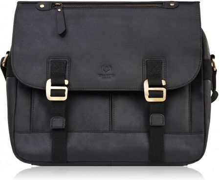 Torba męska na ramię skórzana czarna vintage na laptopa duża Paolo Peruzzi T-81-HBL