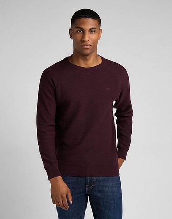 LEE RAGLAN CREW KNIT MĘSKI SWETER NIEROZPINANY LOGO VELVET BEET L83PKH74