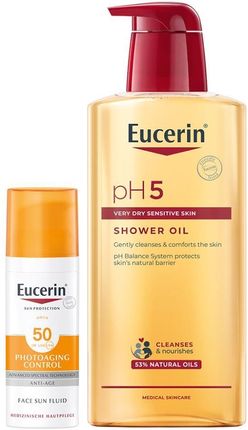 Eucerin Żel Pod Prysznic Ph5 400ml + Photoaging Control SPF50+ Fluid ochronny 50ml