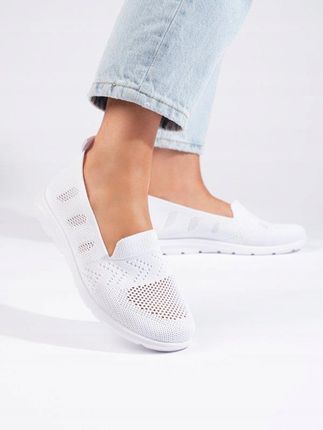 Białe tekstylne slip on damskie 39