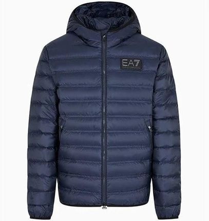 EMPORIO ARMANI EA7 puchowa męska kurtka z kapturem NAVY BLUE