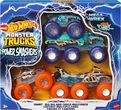Hot Wheels Monster Trucks 6-kołowe ciężarówki + pojazdy Wielopak z pojazdami Mega-Wrex i Tiger Shark w skali 1:64 HYJ29