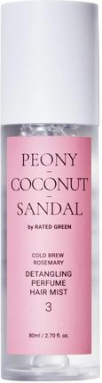 Rated Green Peony Coconut Sandal Perfumowana Mgiełka Do Włosów Ułatwiająca Rozczesywanie 80 ml