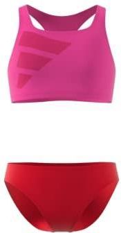 adidas Big Bars Logo B Swimsuit dla dziewczynek, Lucid Fuchsia/Better Scarlet/White, 9-10 años