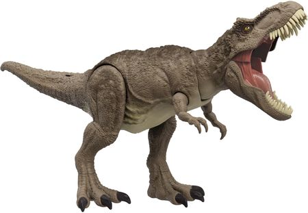 Mattel Jurassic World T-Rex Totalny Atak Figurka dinozaura z niezwykle realistyczną funkcją ataku HXF53