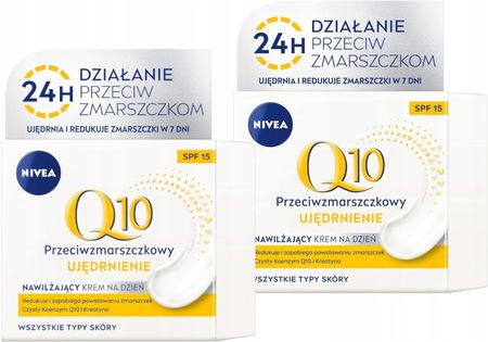 Nivea Q10 Krem Do Twarzy Na Dzień Z Kreatyną Filtrem Uv Spf 15 - 50ml X2