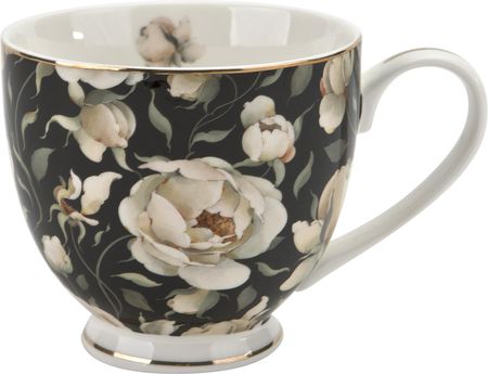 Kubek porcelanowy 530 ml na stopce English Roses Black