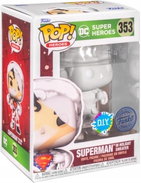 Funko Pop! DC Superman In Maglione Natalizio DIY - Edizione Limitata Esclusiva, Colore Bianco