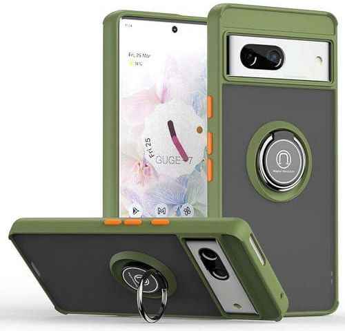 HAONANDE Cover Per Google Pixel 8A Con Anello, Custodia Di Grado Militare Protettiva Antiurto, 360 ° Magnetic Ring Stand, 1*Pellicola Protettiva In Vetro Temperato,Nero