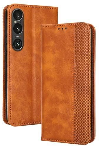 RankOne Custodia Per Sony Xperia 10 VI (6a Gen) - Cover TPU Gialla Con Design A Disco E Texture Similpelle, Protezione Antiurto