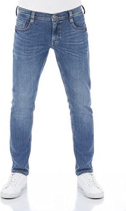 MUSTANG Męskie dżinsy Oregon Tapered Fit Stretch Denim spodnie 99% bawełna niebieski szary czarny W30 - W40, Medium Blue Denim (313), 34W / 36L