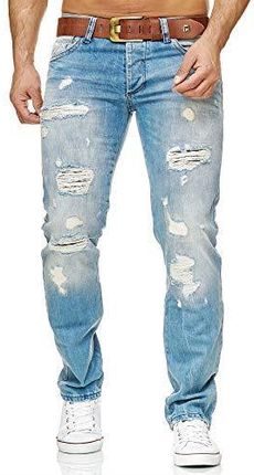 Redbridge Dżinsy męskie spodnie Destroyed Denim spodnie jeansowe Regular Fit RB-157 RB-162 RB-171, Rb-171 - jasnoniebieski, 32W / 32L