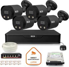 Bcs Point Zestaw Monitoringu Ip 4X Kamera Bcs-P-Tip25Fsr3L2-Ai2-G Rejestrator Z Dyskiem 1Tb (Z49036B4)