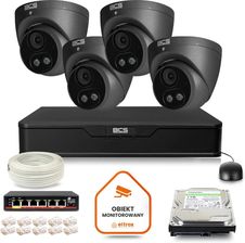 Bcs Point Zestaw Monitoringu Ip 4X Kamera Bcs-P-Eip25Fsr3L2-Ai2-G Rejestrator Z Dyskiem 1Tb (Z49038T4)