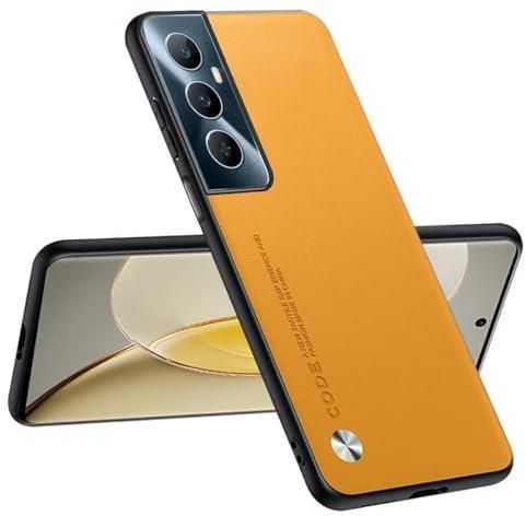 Cover Topme Per Realme 12 5G/12X 5G: Morbida TPU Con Texture Pelle E Dettaglio Metallo - Arancione