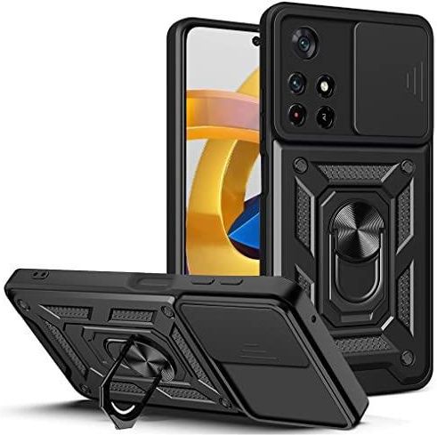 Custodia NC LOCLOUD Per Xiaomi Poco F3 / Mi 11i 5G – Con Protezione Fotocamera Scorrevole E Anello Porta – Antiurto Militare