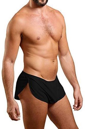 Męskie ekstremalne szorty z siateczki z dużymi rozciętymi bokami Bielizna bokserki Czarny M