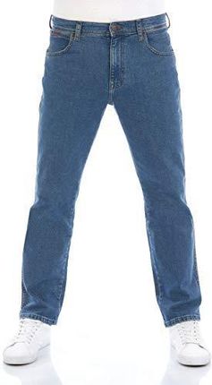Wrangler Męskie dżinsy Regular Fit Texas Stretch spodnie Authentic Straight Jeans Denim bawełna czarno-niebieskie szare w28 w29 w30 w31 w32 w33 w34 w3