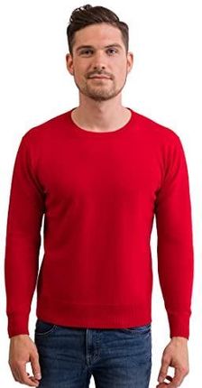CASH-MERE.CH 100% kaszmirowy sweter męski, okrągły dekolt, 2-nitkowy, czerwony, M