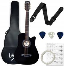 Zdjęcie V-TONE AG ONE BK gitara akustyczna 4/4 czarna do nauki dla początkujących kostki pasek zapasowe struny pokrowiec akordy zestaw - Dobrzyń nad Wisłą