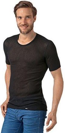 PLEAS Męska koszula siatkowa z siateczki, z połową rękawów, oddychająca męska koszula siatkowa z czystej bawełny, produkcja europejska, czarny, XL