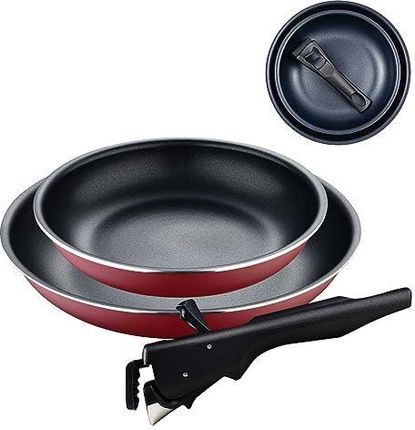 Bergner Click&Cook Red Edition 3El. zestaw patelni 22 i 26 cm + uchwyt (BG31605RD)