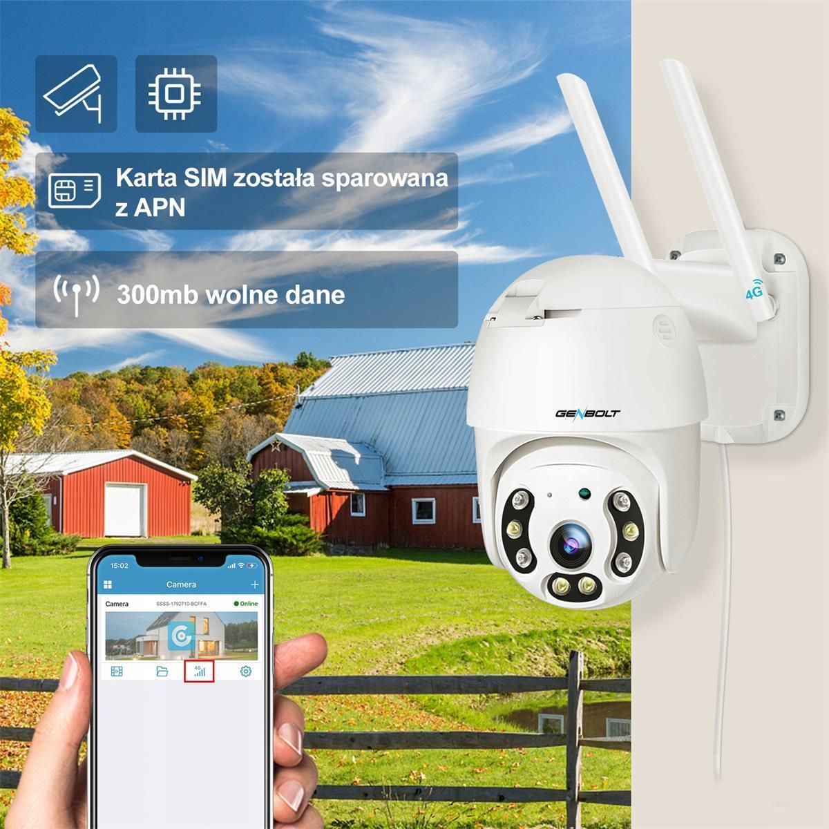 Kamera przemysłowa Genbolt 3G/4G Lte Zewnętrzna Kamera